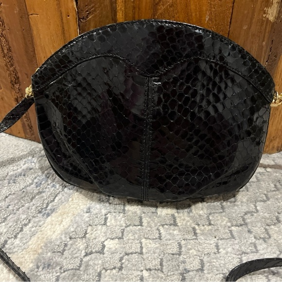 Vintage Lorenzi Black Genuine Snake Leather Crossbody handbag Purse - Picture 5 of 11